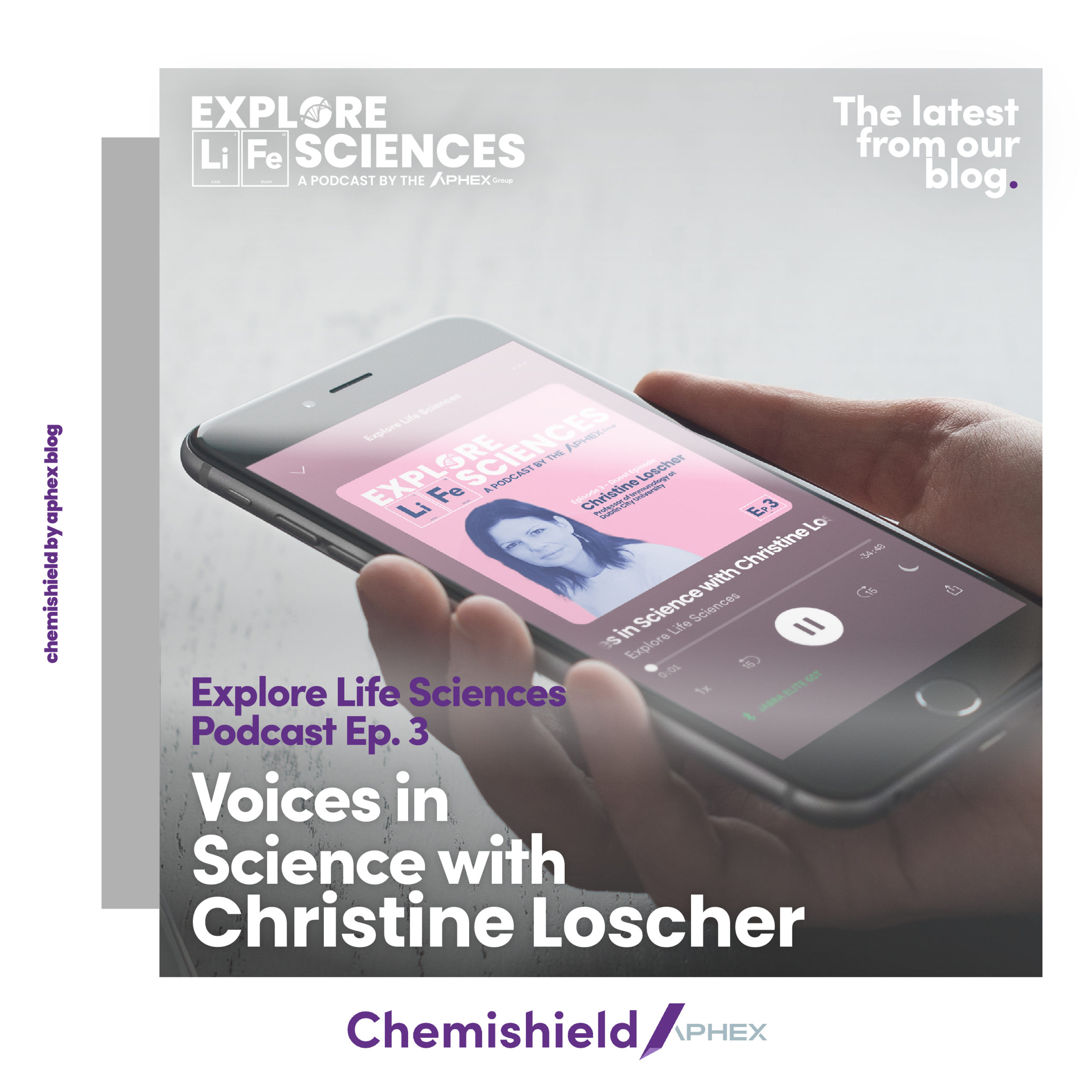 Christine Loscher Podcast Graphic - Blog Post - Explore Life Sciences